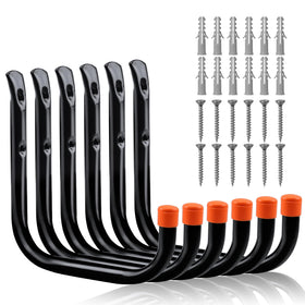 HORUSDY 6-pack heavy-duty garage hooks for wall mounting and ladder storage
