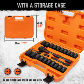 HORUSDY includes 3/8-to-1/2 inch adapter for tool compatibility.