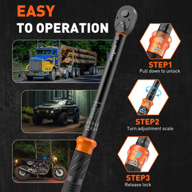 HORUSDY 72-tooth ratcheting head delivers smooth operation in tight spaces.