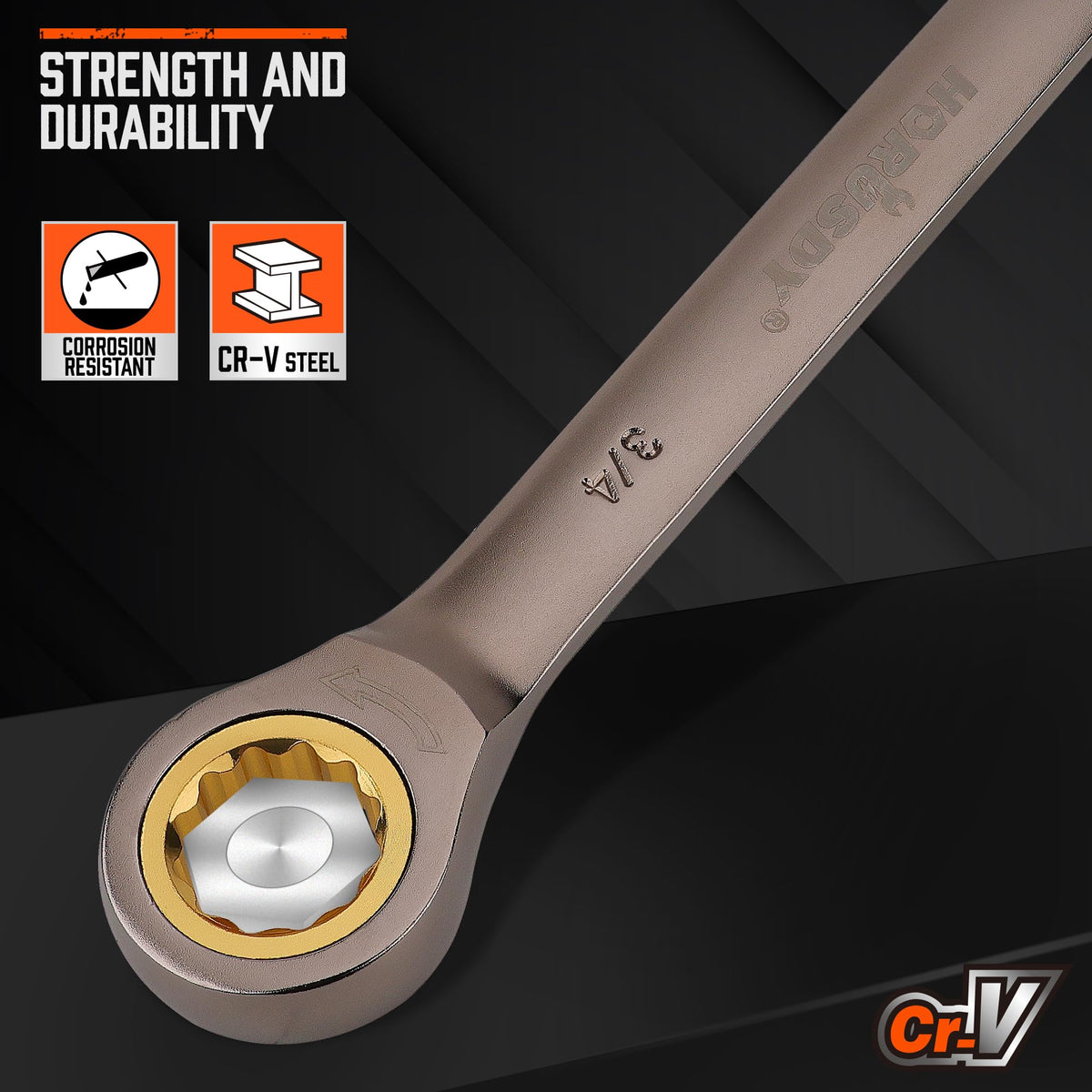 HORUSDY 72-tooth ratchet close-up showing smooth engagement
