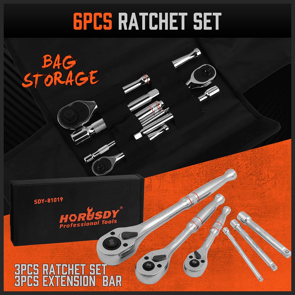 HORUSDY 90-tooth ratchet offers smooth operation in tight spaces.