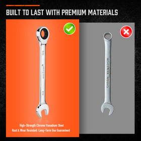 HORUSDY ratcheting wrenches provide reliable torque on bolts.