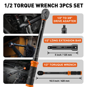 HORUSDY adapter 1/2 to 3/8 widens compatibility for different wrenches.