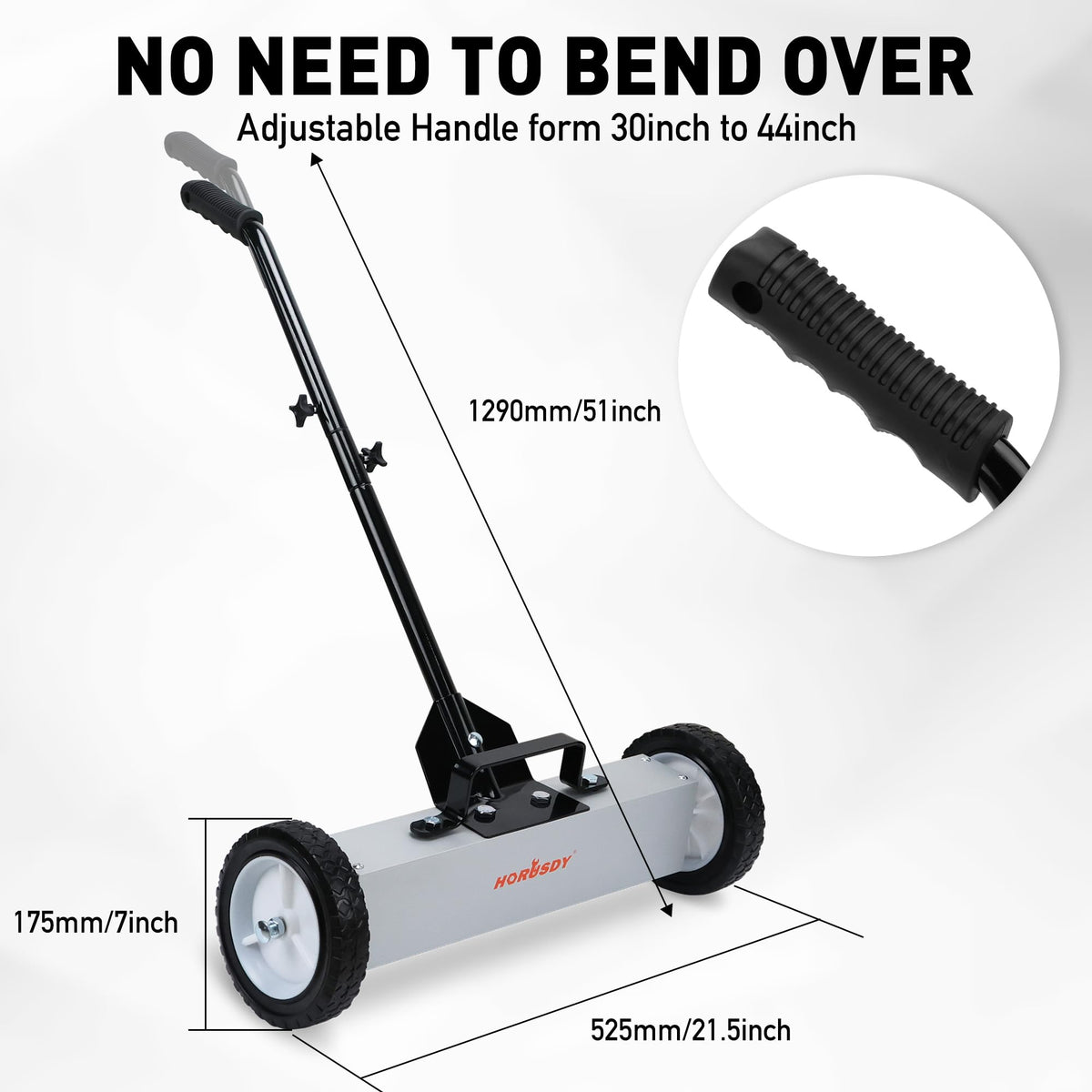 HORUSDY adjustable handle extended for ergonomic reach during cleanup.