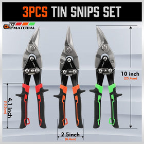 HORUSDY CR-V steel tin snips with heat treatment for durability.