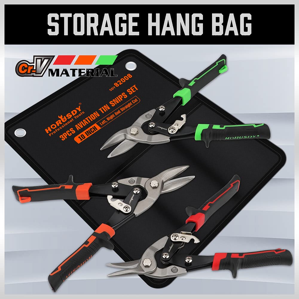 HORUSDY right-cut tin snips for accurate edge reductions.