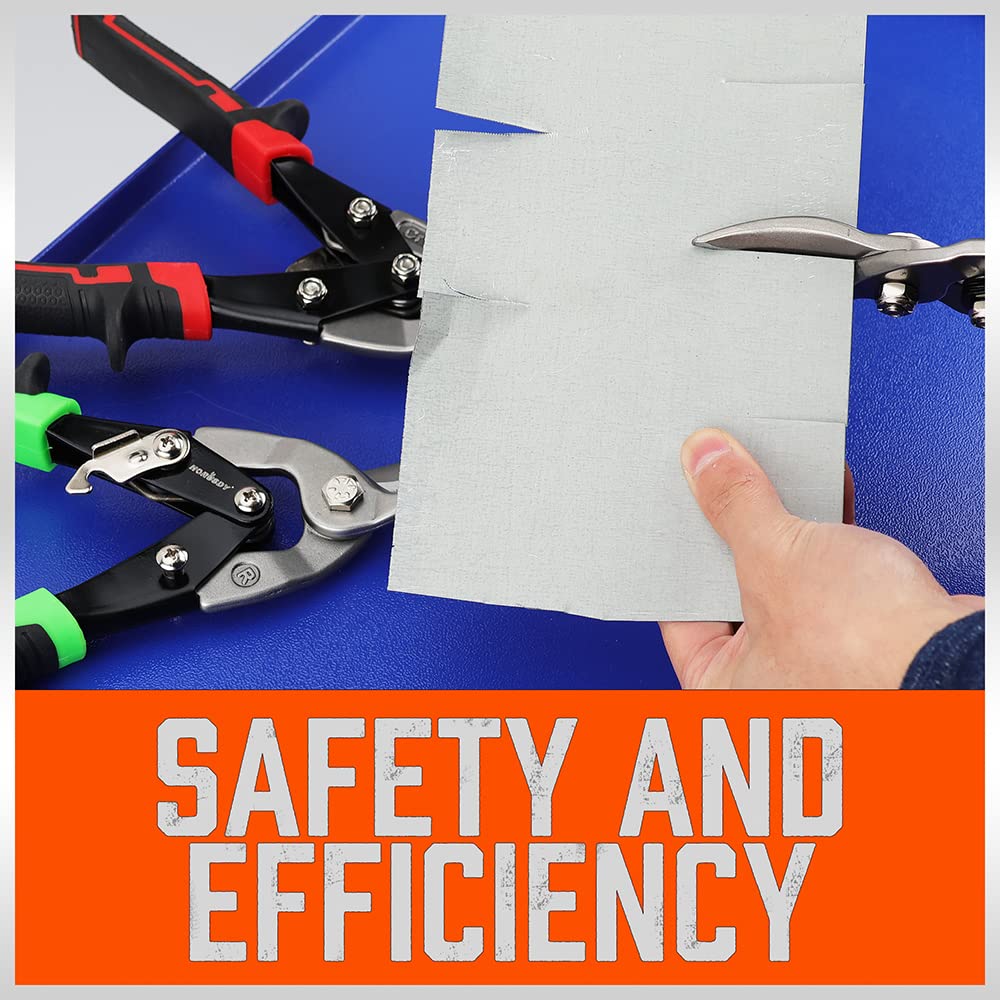 HORUSDY tin snips cut up to 18-gauge steel.