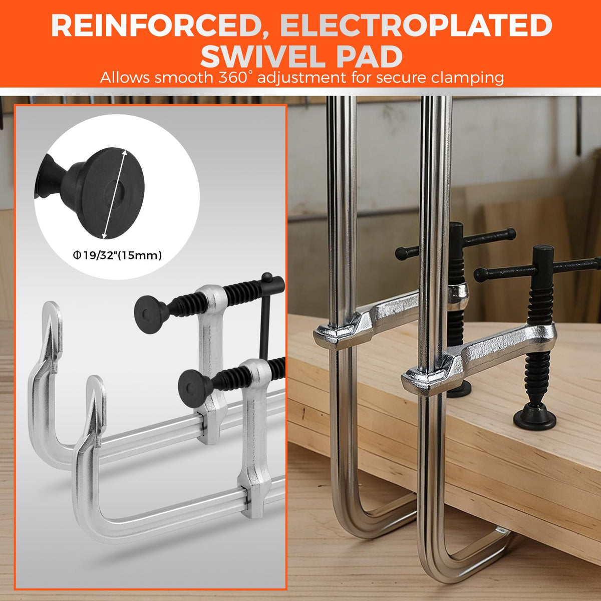 HORUSDY bar clamp corrosion-resistant plating protects against shop wear