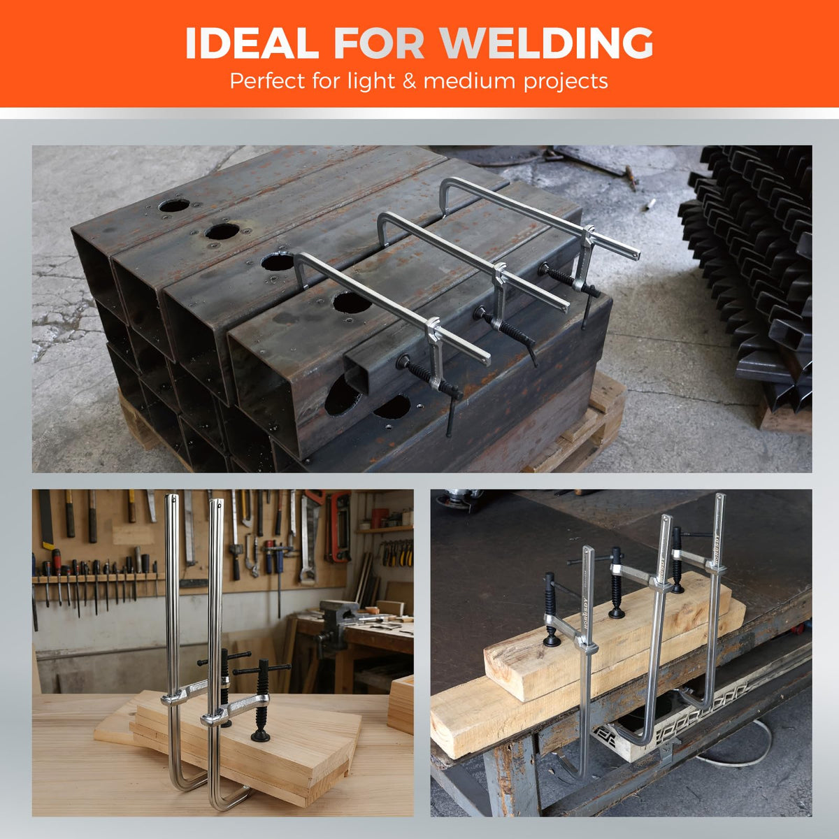 HORUSDY bar clamps used in woodworking and metalworking projects