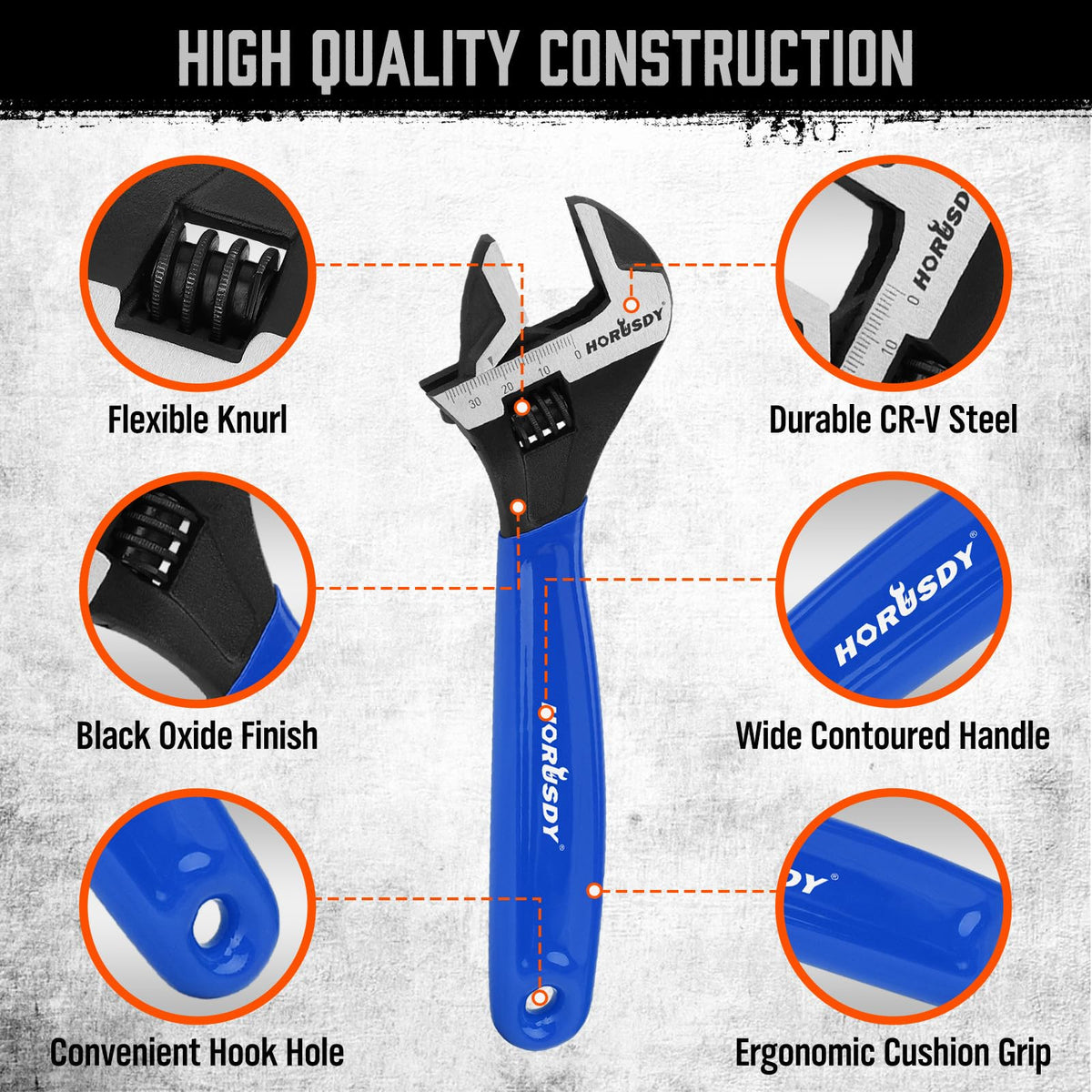 HORUSDY black oxide finish resists corrosion in busy workshops.