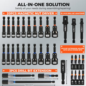 HORUSDY blue metric nut drivers clearly identify metric fasteners.