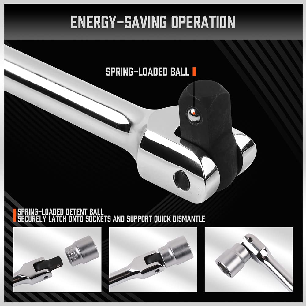 HORUSDY spring loaded ball bearing keeps sockets secured
