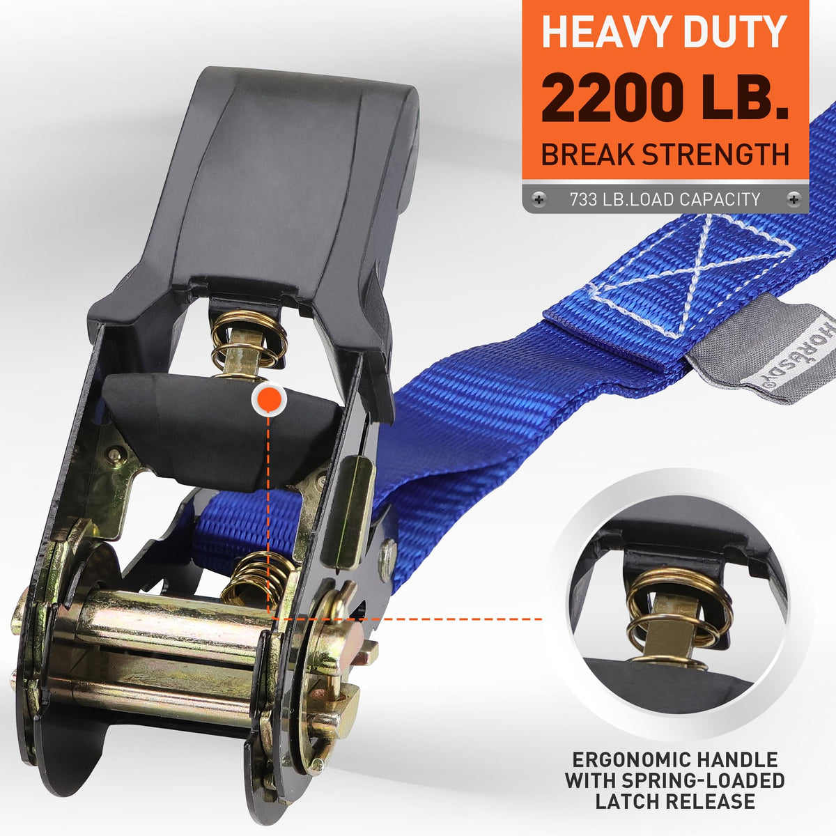 HORUSDY 2200 lb breaking-strength straps provide reliable load control