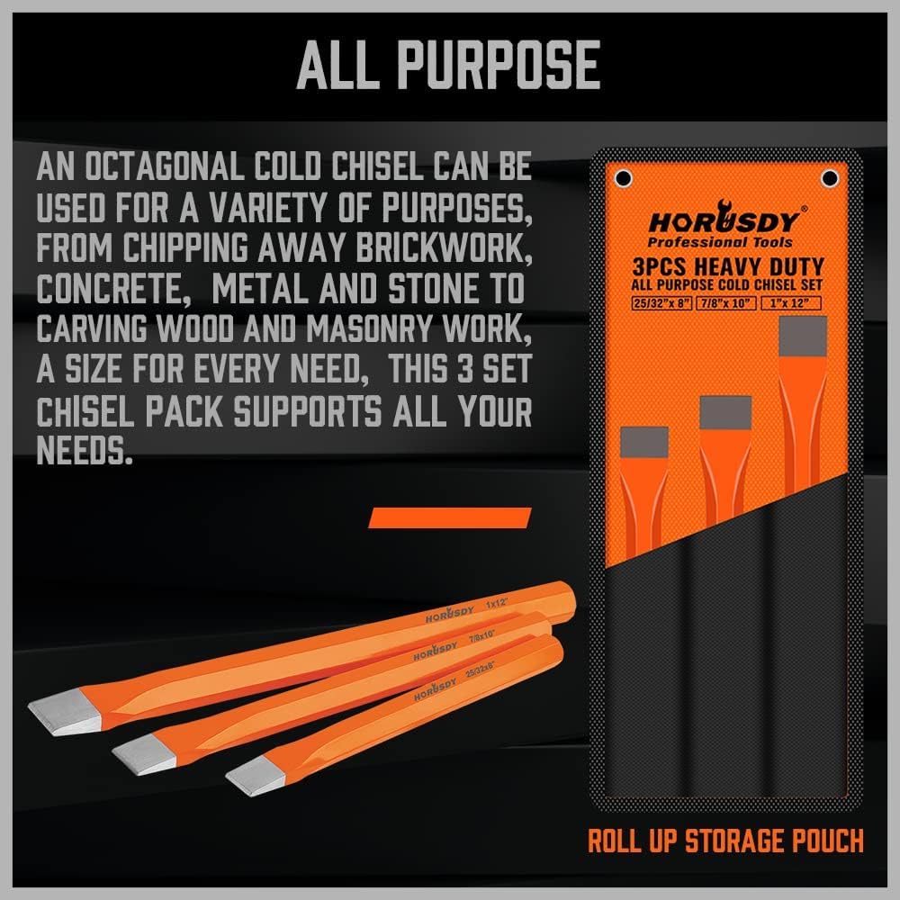 HORUSDY chisels in use on stone and concrete surfaces.