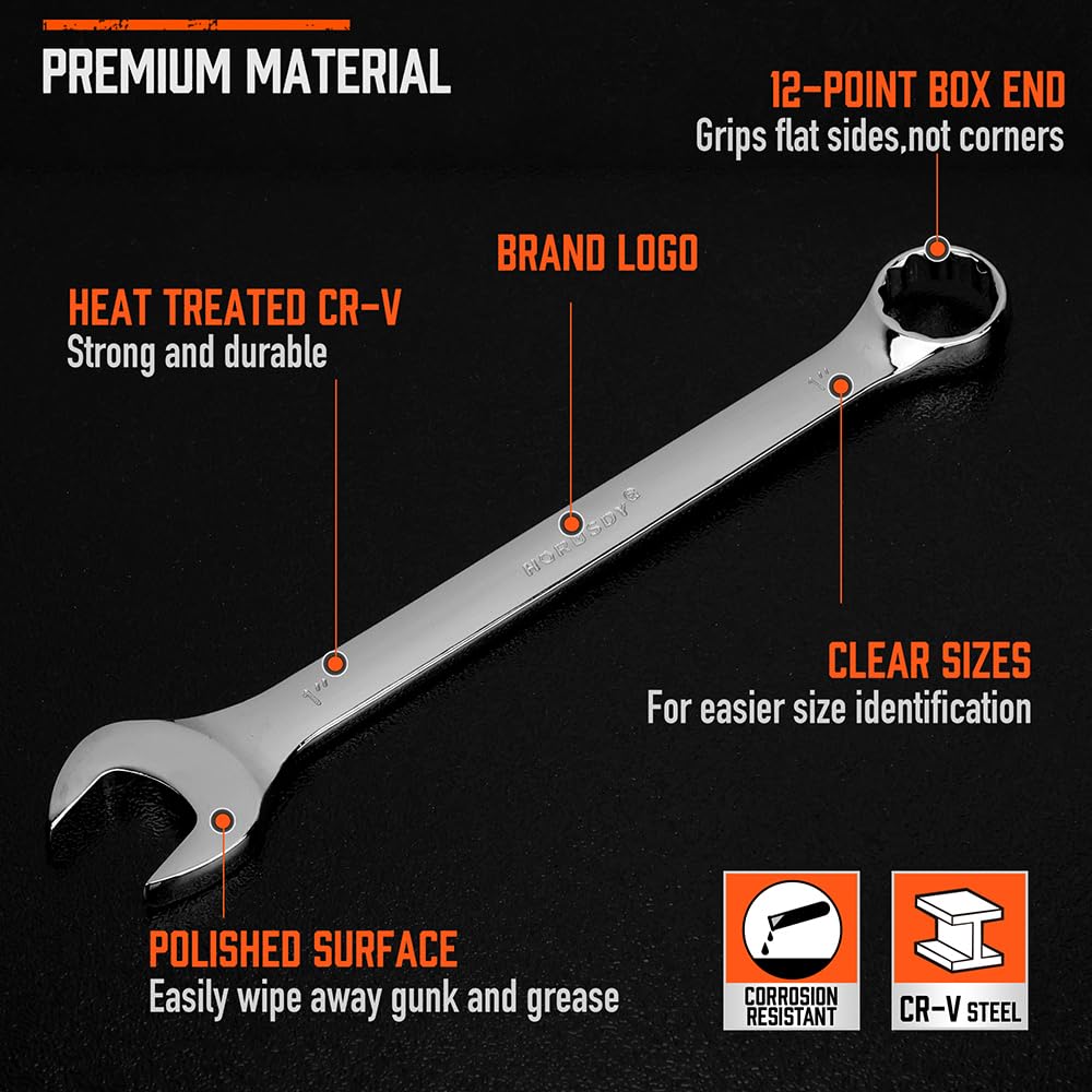 HORUSDY chrome vanadium steel offers durable, mirror-finish performance.