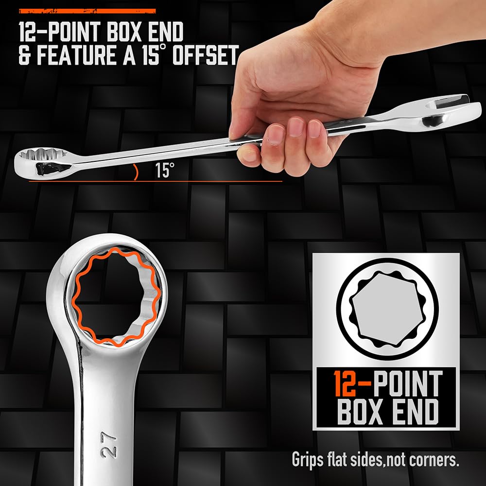 HORUSDY chrome vanadium steel wrenches with durable mirror finish