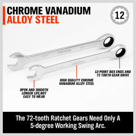 HORUSDY chrome vanadium steel wrenches offer durability for daily automotive and home repairs.