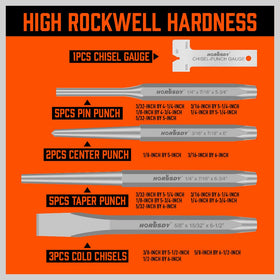 HORUSDY cold chisels in 3/8, 1/2, and 5/8 inch for clean cuts and separation.