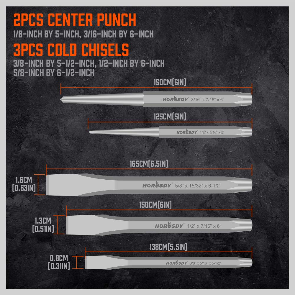 HORUSDY portable punch and chisel kit ready for on-site tasks.