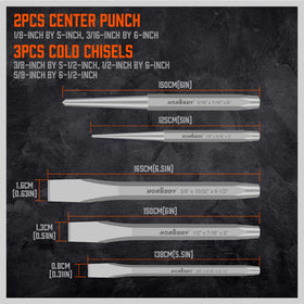 HORUSDY portable punch and chisel kit ready for on-site tasks.