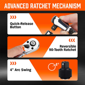 HORUSDY compact ratchet in use shows versatility across automotive, bike, and DIY.