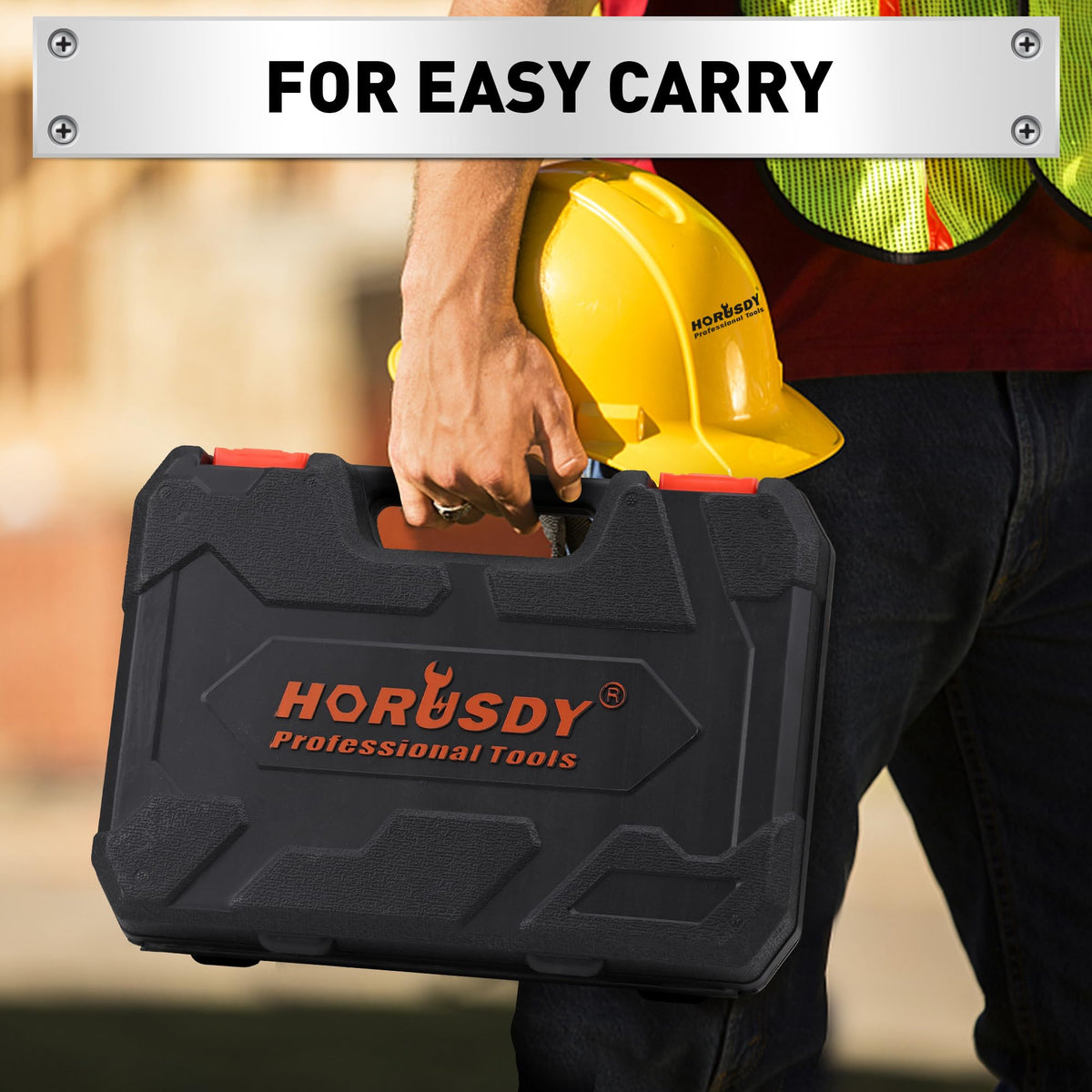 HORUSDY compact storage box for portable crafting and repairs.