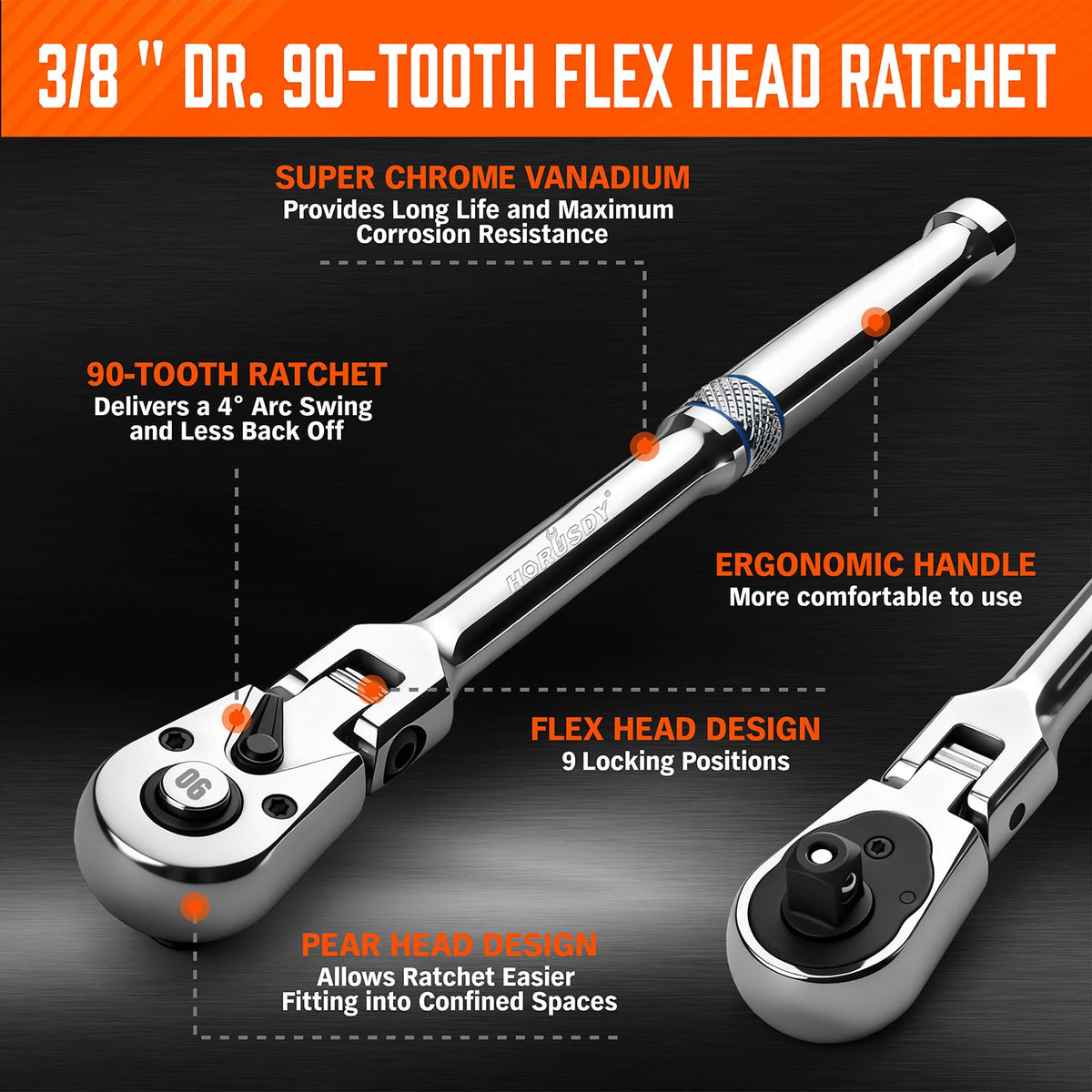 HORUSDY CR-V construction ratchet delivers durable performance under heavy use.