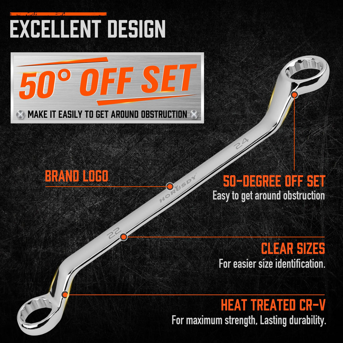 HORUSDY CR-V steel wrenches for lasting durability