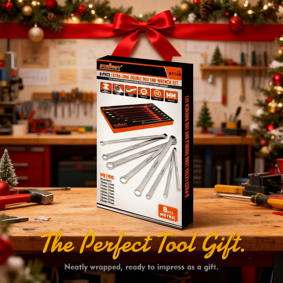 HORUSDY dual-size box-end wrenches covering 8–24 mm for versatile metric work