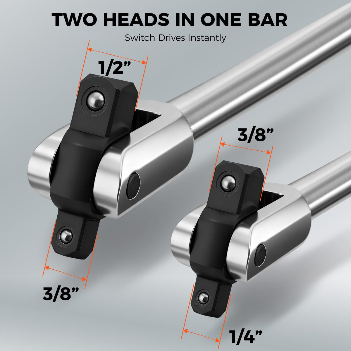 HORUSDY dual-drive breaker bar 10in with 360° head for versatility