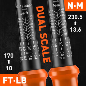 HORUSDY dual-scale laser-etched measurements enable quick torque settings.