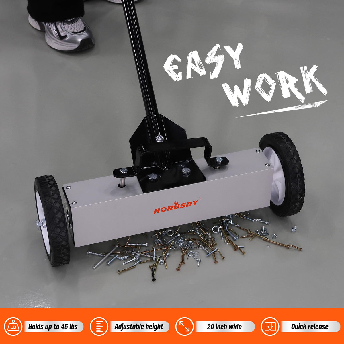 HORUSDY durable plastic shield protects magnets during heavy-duty cleanup.