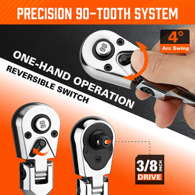 HORUSDY ergonomic-handle ratchet emphasizes a comfortable grip during long sessions.