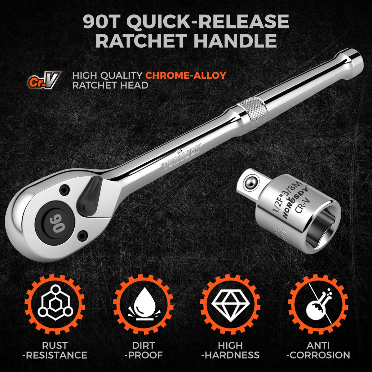HORUSDY ergonomic handle offers comfortable grip during extended use.