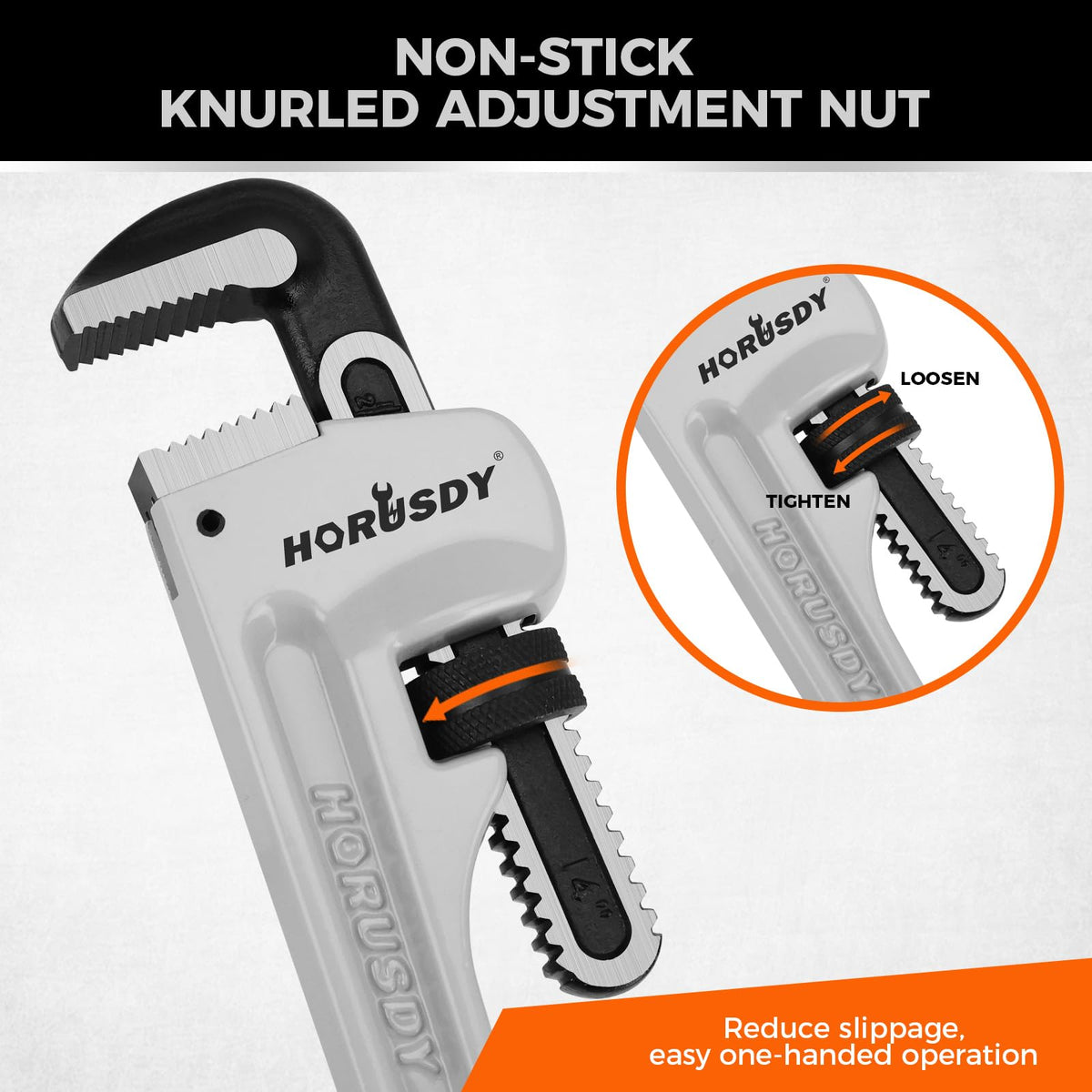 HORUSDY ergonomic I-beam handle supports comfortable one-handed use.