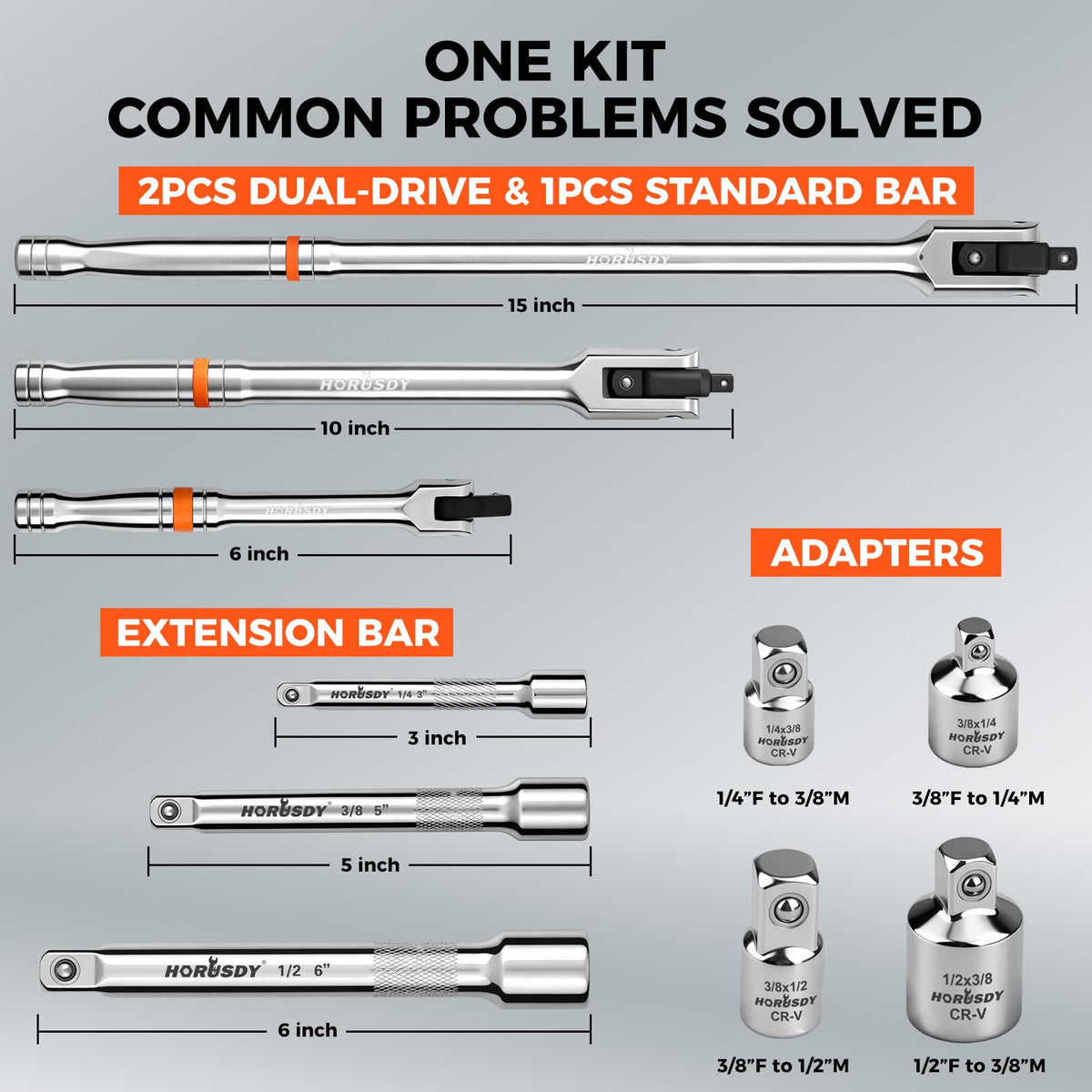HORUSDY extension bar 4in extends reach to hidden fasteners