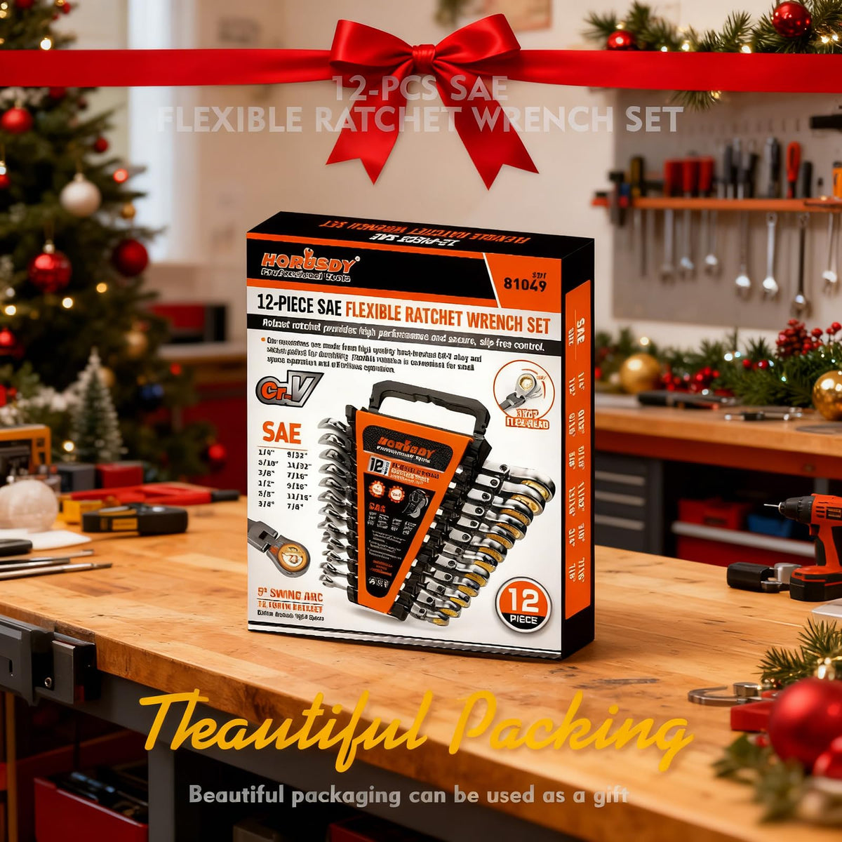 HORUSDY flex-head wrenches with 180-degree range for awkward-access projects