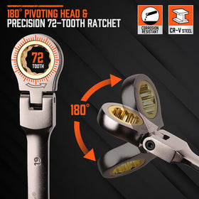 HORUSDY flex-head reaches tight spots with smooth 180-degree rotation.
