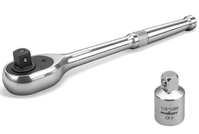 HORUSDY half-inch drive 90T ratchet with quick-release for fast socket changes.