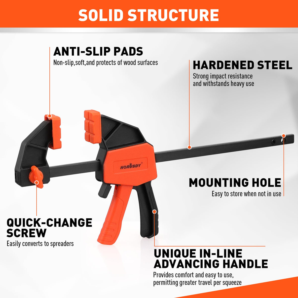 HORUSDY hardened steel bars provide lasting rigidity.
