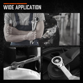 HORUSDY heavy-duty carry case keeps wrenches organized.