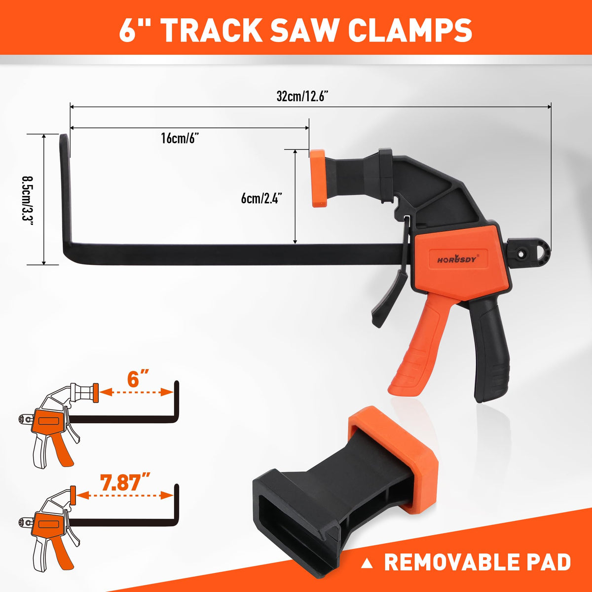 HORUSDY high-strength track clamp with rugged metal for durable woodworking.