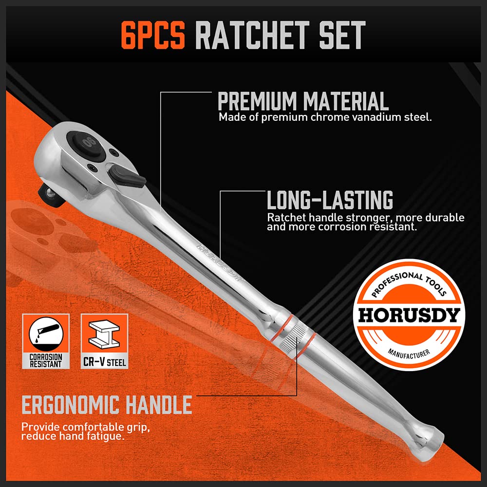 HORUSDY knurled handle provides anti-slip grip while turning fasteners.