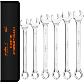 HORUSDY large SAE wrench set with roll-up pouch for easy transport.