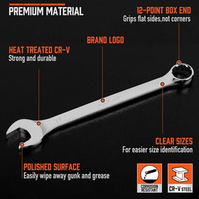 HORUSDY laser-marked wrenches for quick size checks during work