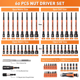 HORUSDY 150mm long drivers reach deep into tight spaces for hard-to-reach bolts.