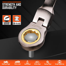 HORUSDY set includes sizes 8-19 mm for common metric fasteners.