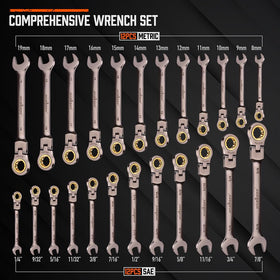 HORUSDY metric wrenches 8–19mm cover common sizing for mechanical repairs.
