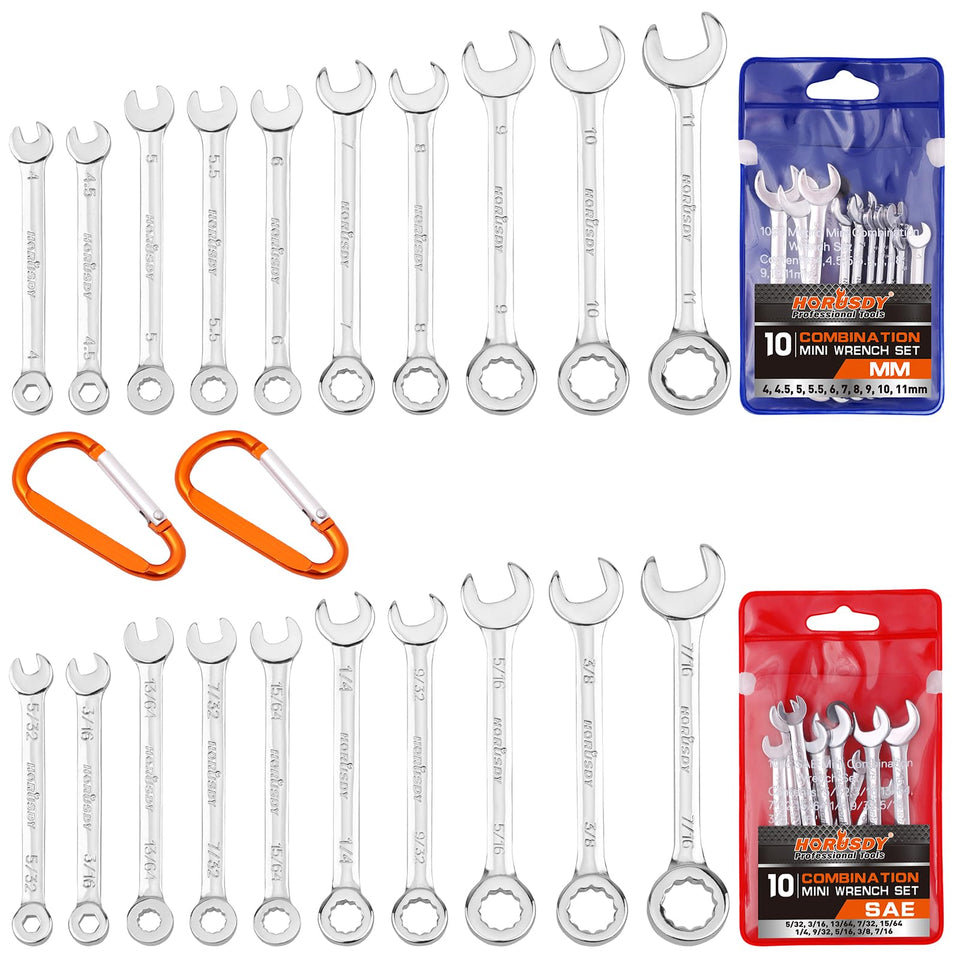 HORUSDY mini wrench set stored in a portable bag, ideal for quick, organized field repairs.