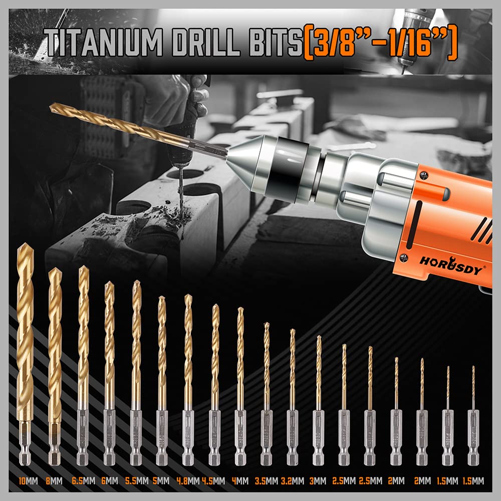 HORUSDY nut driver bits set includes multiple sizes for quick assembly tasks